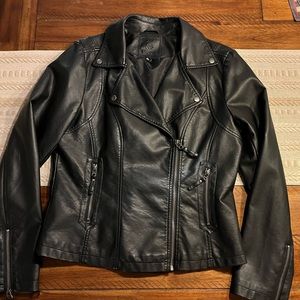 Max Studio Women’s Vegan leather black Moto Jacket